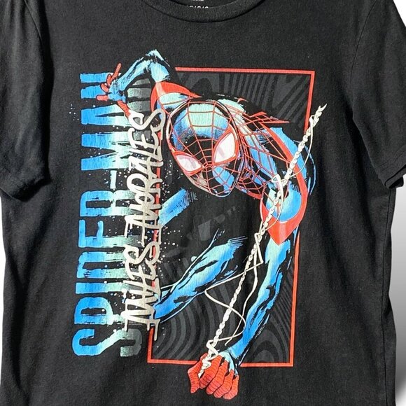 Marvel Spider-Man Miles Morales T-Shirt Youth Sz LG Black Graphic Short Sleeve - Picture 4 of 9
